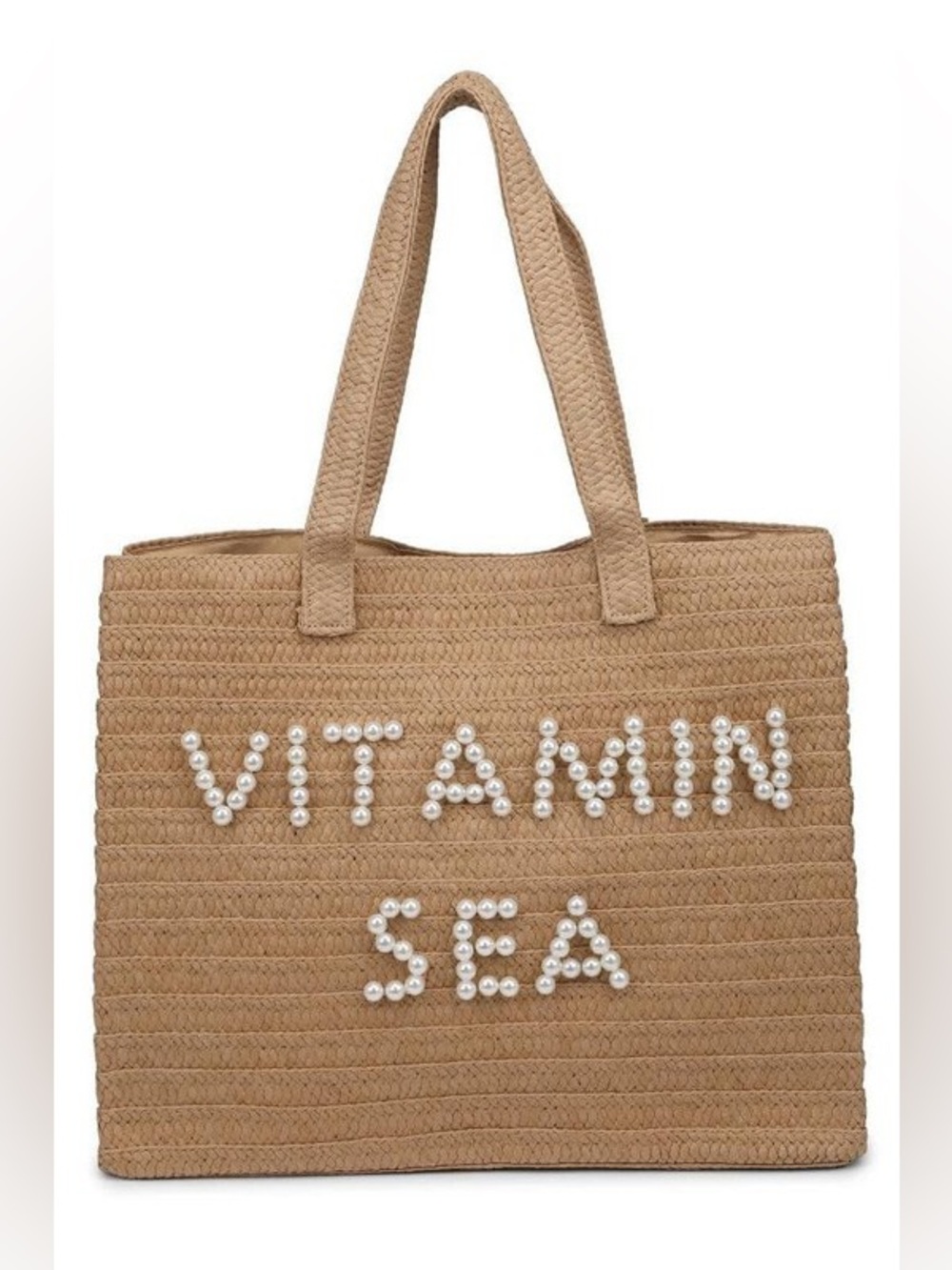 SEATON STRAW PEARLS TOTE BAG